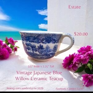 Blue Willow Ceramic Teacup